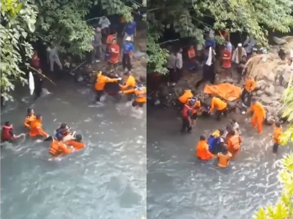 Tim SAR gabungan temukan bocah yang tenggelam di Curug Leuwi Gumi (Instagram/info.banten)