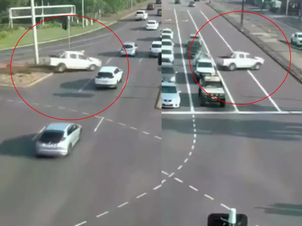 Mobil hilang kendali menyeberangi jalan tanpa menabrak kendaraan lain di Darwin, Australia (Istimewa)