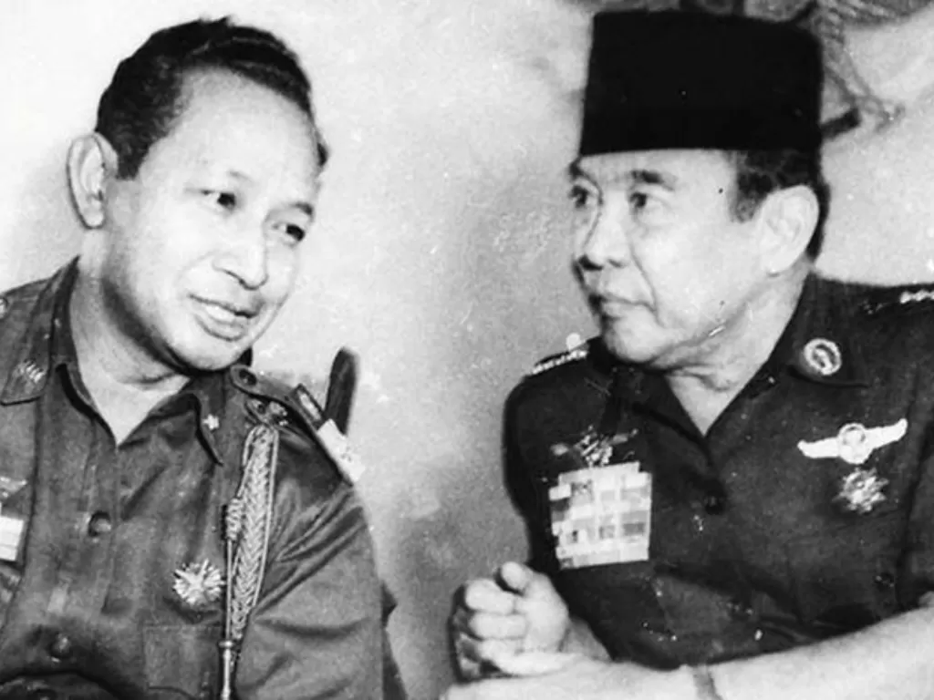 Soeharto dan Sukarno (Perpustakaan Nasional/Yayasan Idayu)