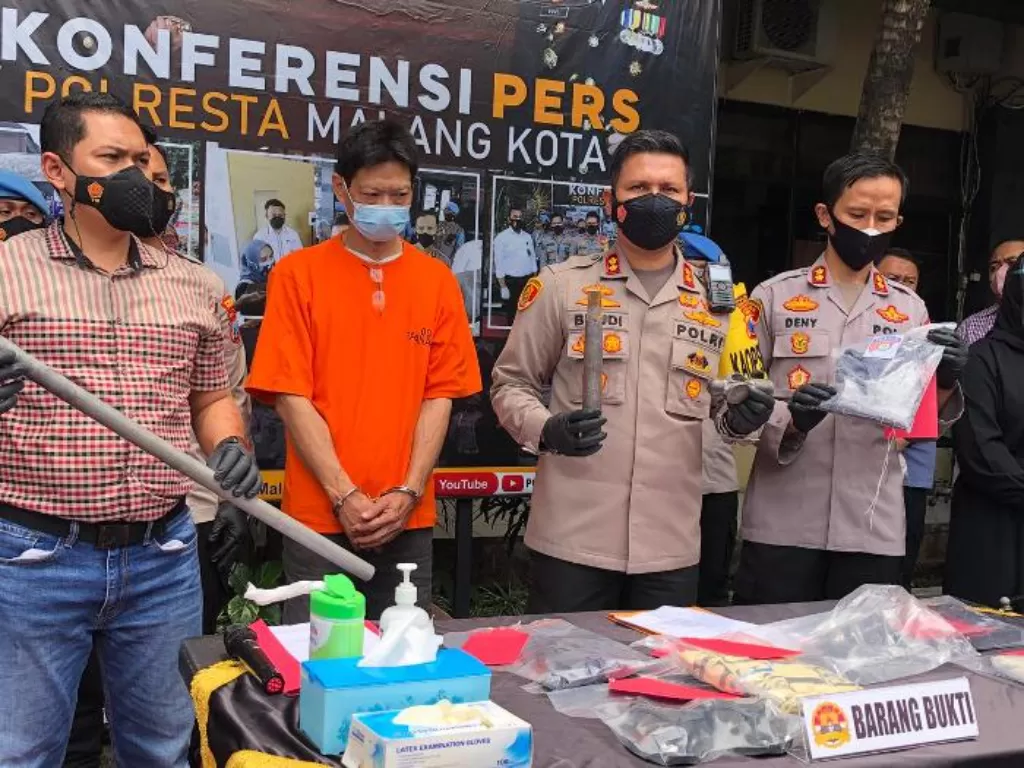 Konferensi pers Polresta Malang Kota kasus pembunuhan. (Dok Polresta Malang Kota)