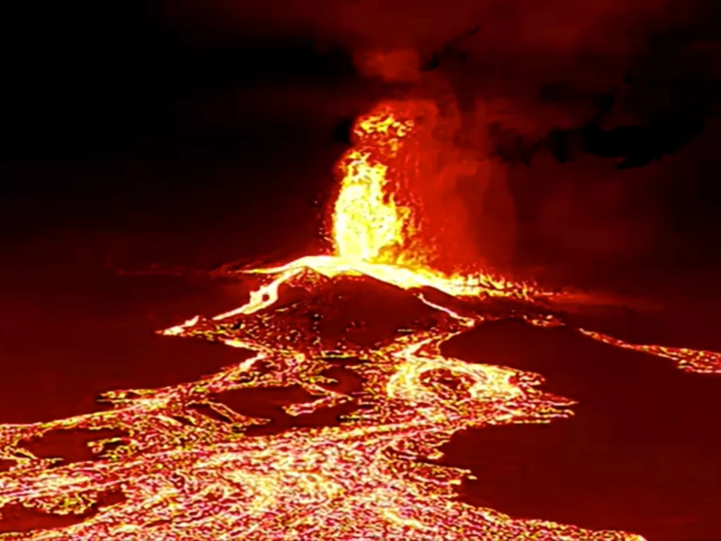 Lava gunung berapi di Spanyol. (REUTERS/UME/REUTERS TV)