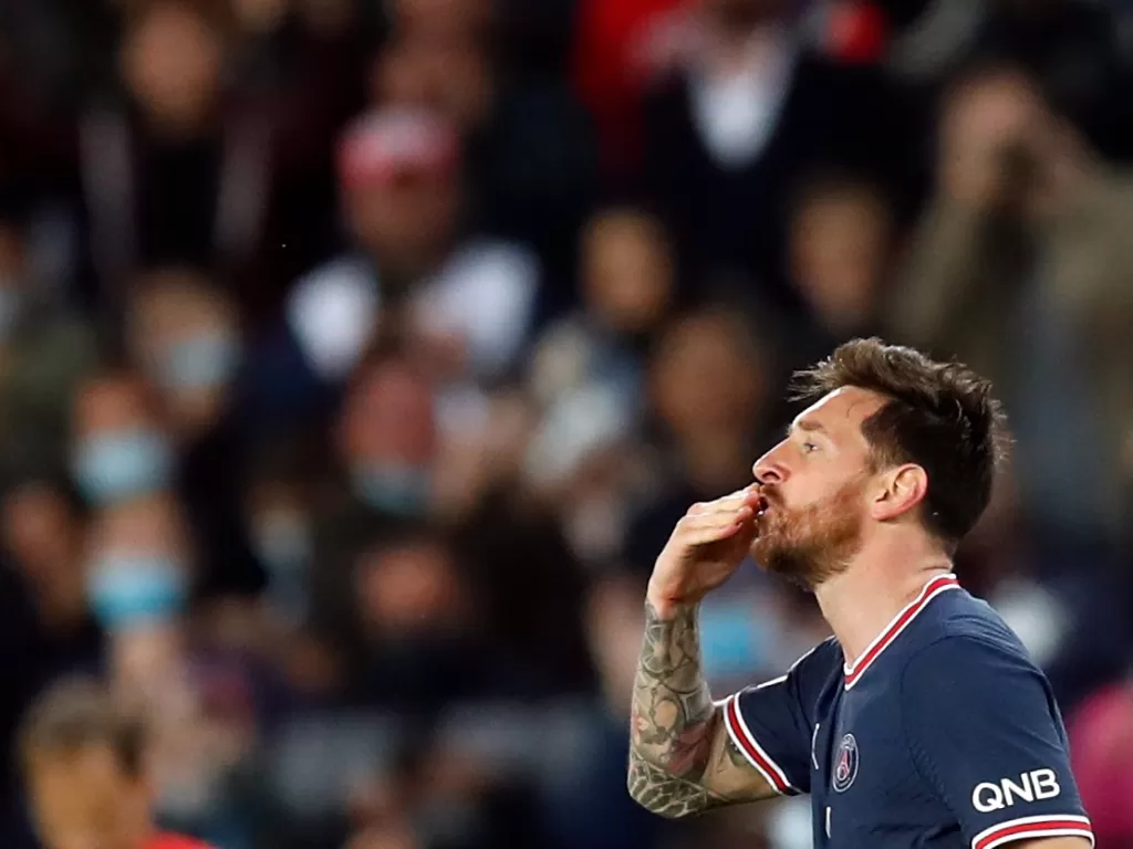 Lionel Messi mencetak gol pertamanya untuk PSG (REUTERS/Gonzalo Fuentes)