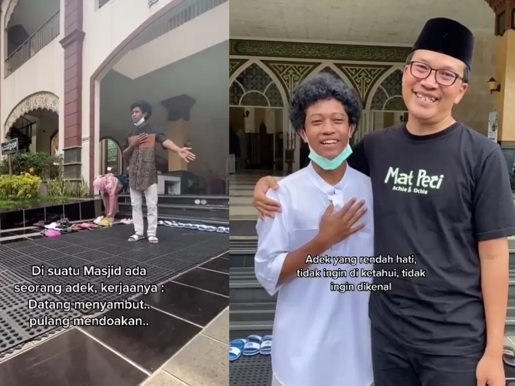 Pemuda viral karena merapikan sandal di masjid (Tiktok/matpeciii)