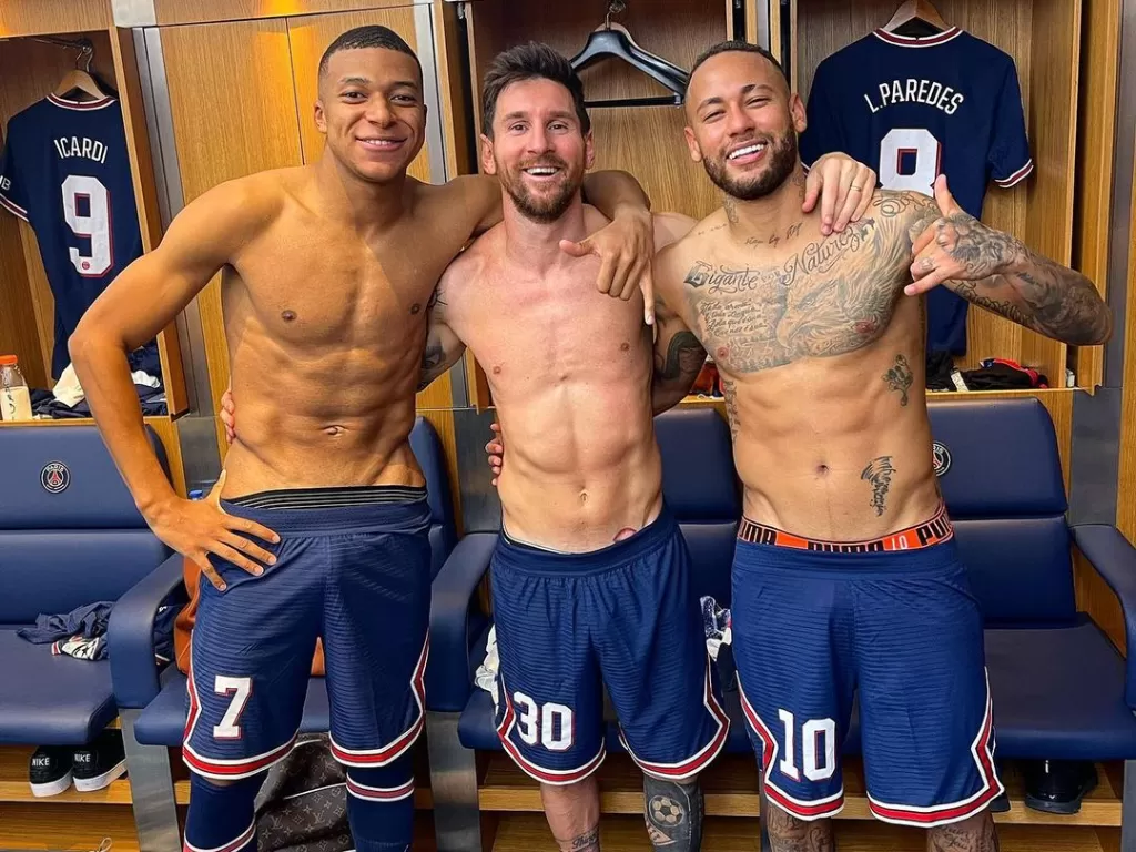 Kylian Mbappe, Lionel Messi, dan Neymar (Instagram/@leomessi)