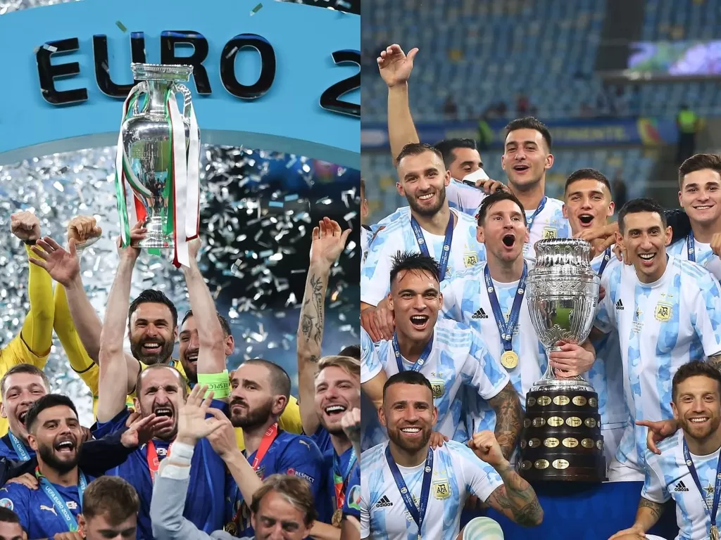 Italia juara EURO 2020 (kiri), Argentina juara Copa America 2021 (kanan) (Instagram/@uefa_official)