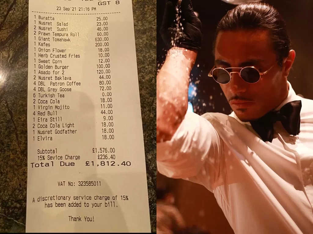 Netizen kaget dengan total bill di restoran koki populer. (Photo/Twitter/@Ffranciscodgf)
