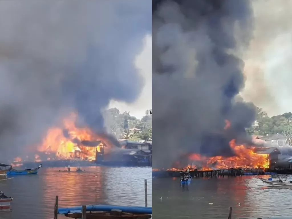 Kebakaran di Kompleks Borobudur, Manokwari, Papua Barat, Kamis (30/9/2021) (Istimewa)