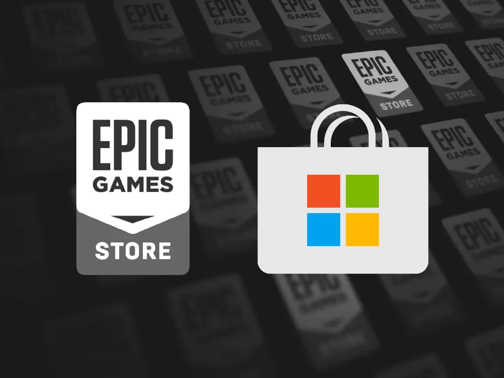 Tampilan logo Epic Games Store dan Microsoft Store (photo/Epic Games/Microsoft)