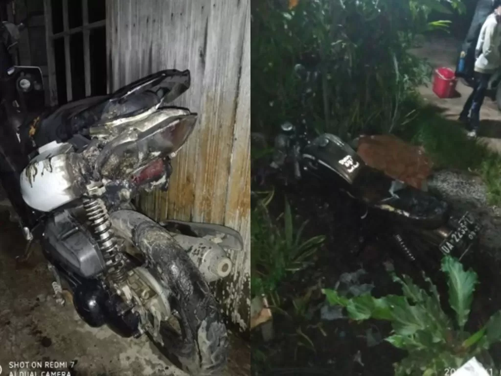 Teror berupa pembakaran sepeda motor dialami warga Banjarmasin Selatan, Banjarmasin, Jumat (1/10/2021) dini hari (Istimewa)