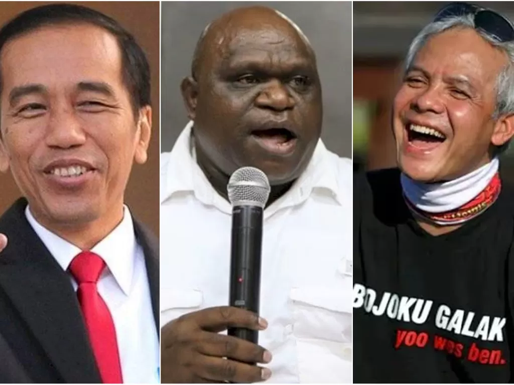 Kolase foto: Ganjar Pranowo, Natalius Pigai, dan Jokowi. (antara/instagram)