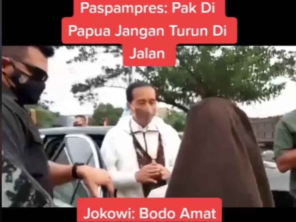 Jokowi saat menyapa biarawati di pinggir jalan. (Tangkapan layar)