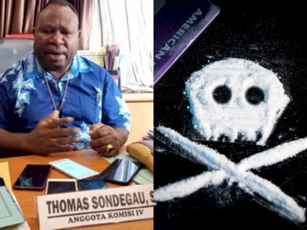 Kiri: anggota DPRD Papua Thomas Sondegau (Dok. DPRD Papua) / Kanan: Ilustrasi narkoba (unsplash)