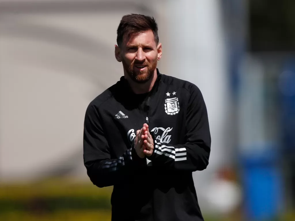 Lionel Messi saat latihan bersama PSG (REUTERS/Agustin Marcarian)