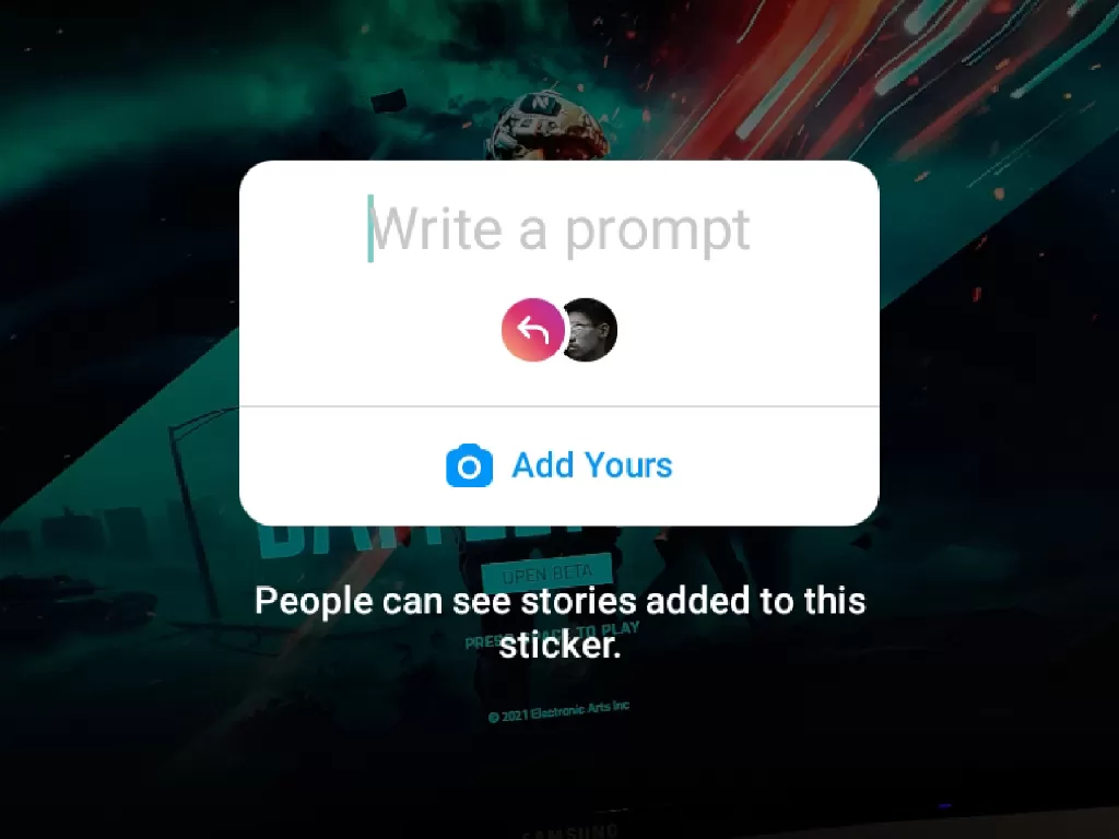 Sticker Add Yours di Instagram Stories (photo/INDOZONE/Ferry Andika)
