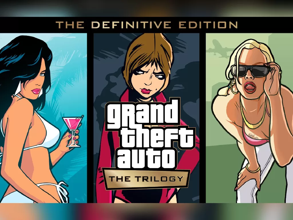 Tampilan keyart dari Grand Theft Auto: The Trilogy - The Definitive Edition (photo/Rockstar Games)