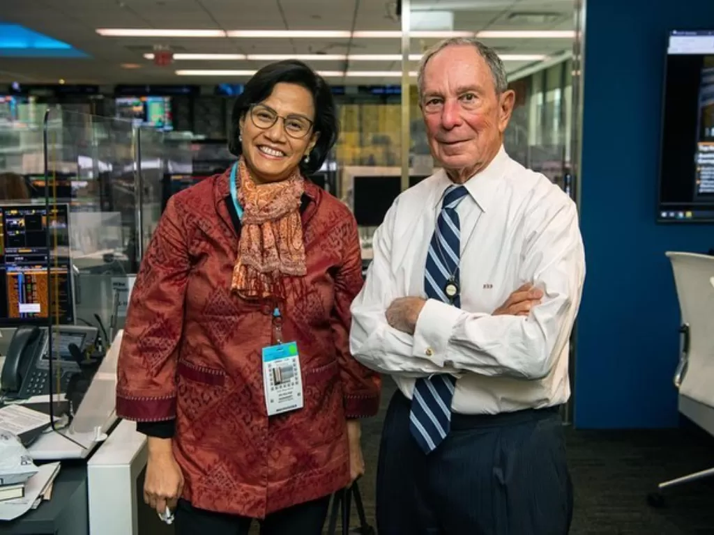 Menteri Kuangan Sri Mulyani saat bertemu dengan Michael Bloomberg. (Foto/Instagram)