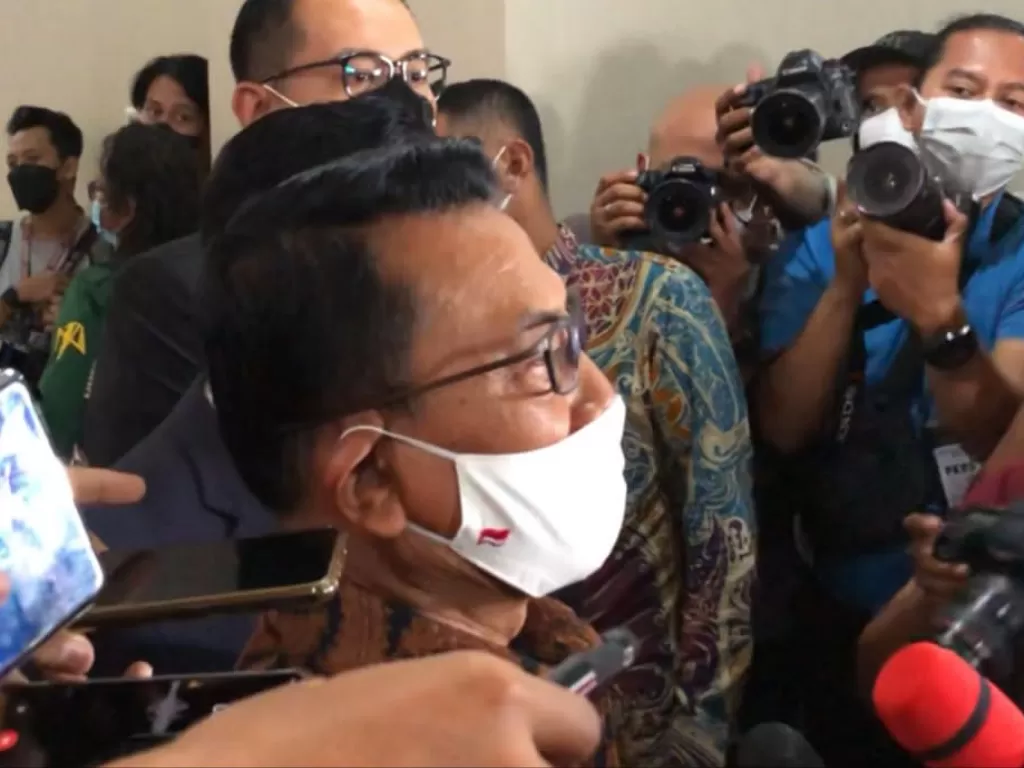 Kepala Staf Kepresidenan (KSP) Moeldoko usai diperiksa di Bareskrim Polri, Jakarta, Selasa (12/10/2021). (INDOZONE/Samsudhuha Wildansyah)