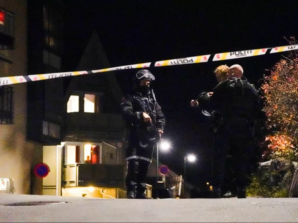 Pria bersenjata panas tewaskan lima orang di Kota Kongsberg, Norwegia. (REUTERS/Hakon Mosvold)