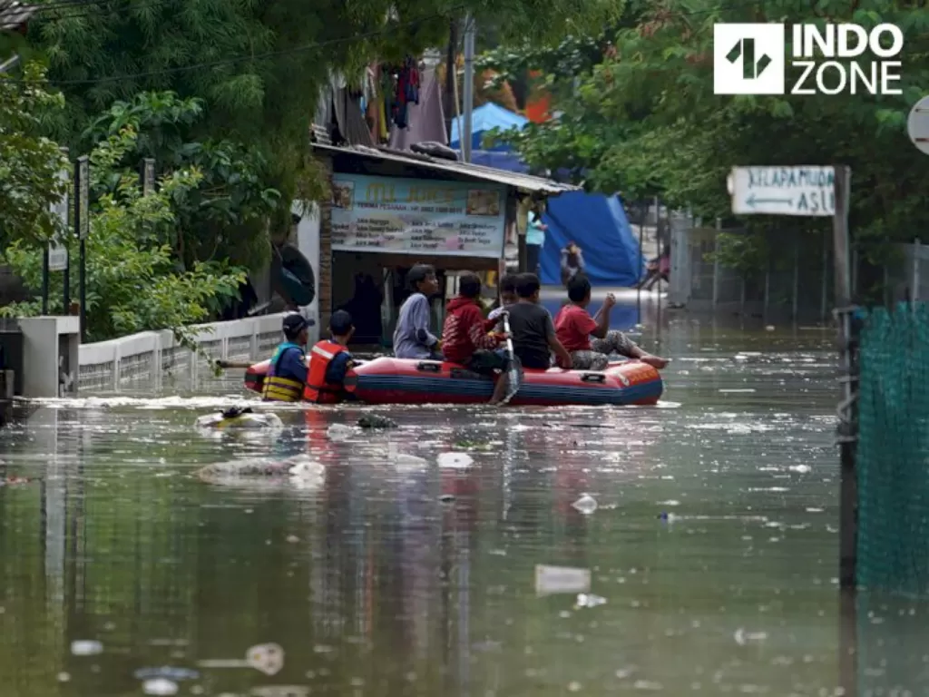 Ilustrasi banjir di DKI Jakarta. (INDOZONE).