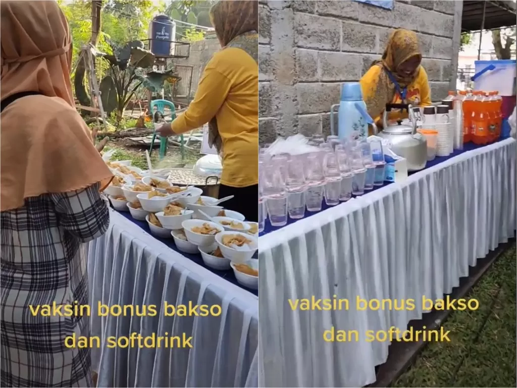 Panitia sediakan makanan dan minuman gratis ke peserta yang sudah vaksin (TikTok/ sumiatiyusup0)