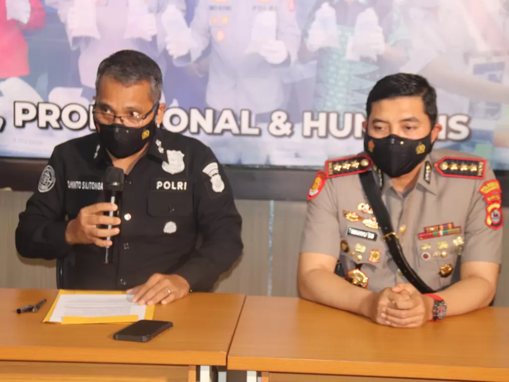 Konferensi pers Polda Banten terkait kasus oknum polisi 'smackdown' pendemo di Tangerang. (Dok istimewa)