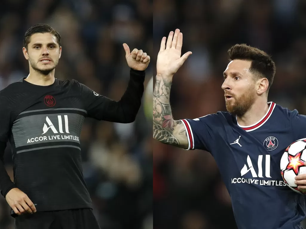 Mauro Icardi (kiri), Lionel Messi (kanan) (REUTERS/GONZALO FUENTES/BENOIT TESSIER)