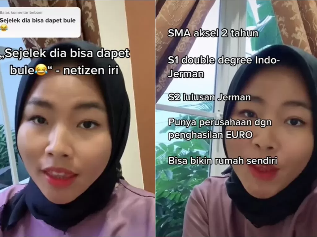 Wanita yang dinyinyi netizen karena punya suami bule. (Tangkapan layar)