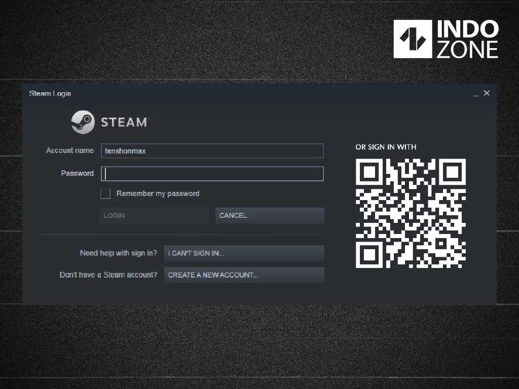 Ilustrasi login ke Steam menggunakan QR Code (Ilustrasi/INDOZONE/Ferry Andika)