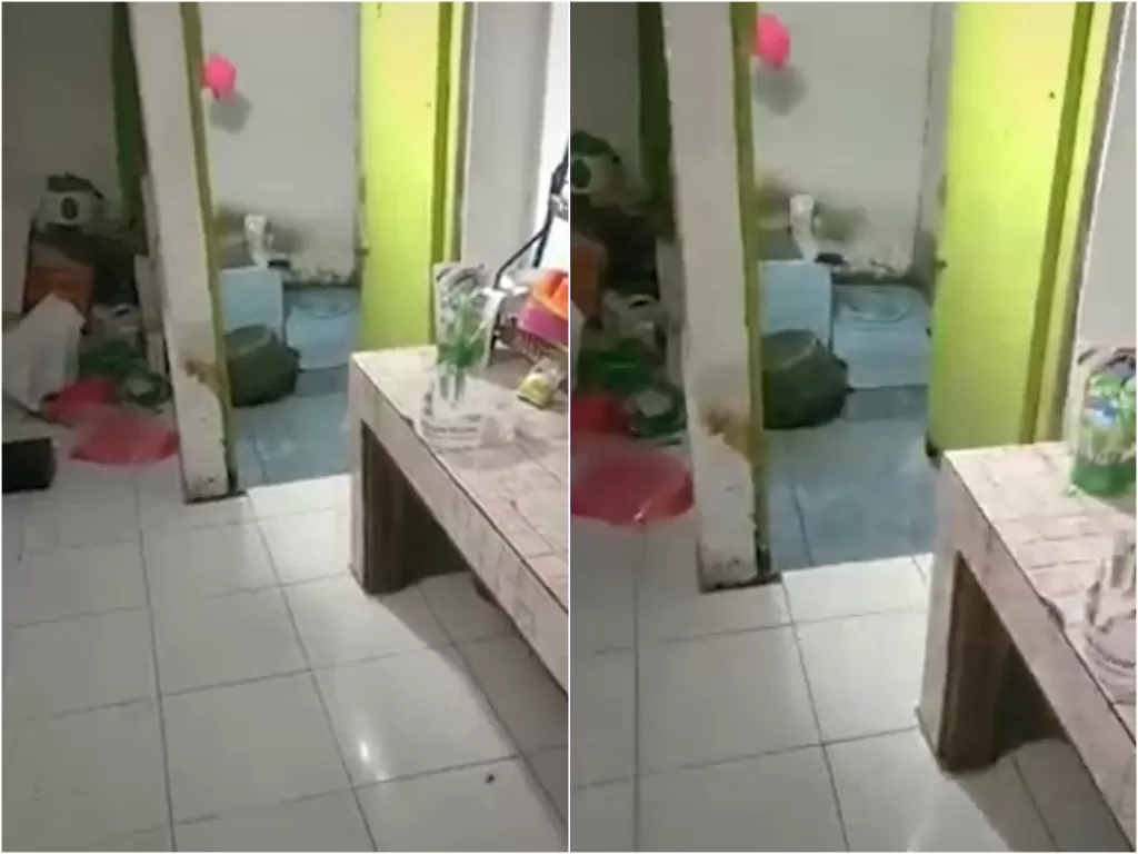  Cuplikan video gayung yang terbang di kamar mandi. (photo/Istimewa)