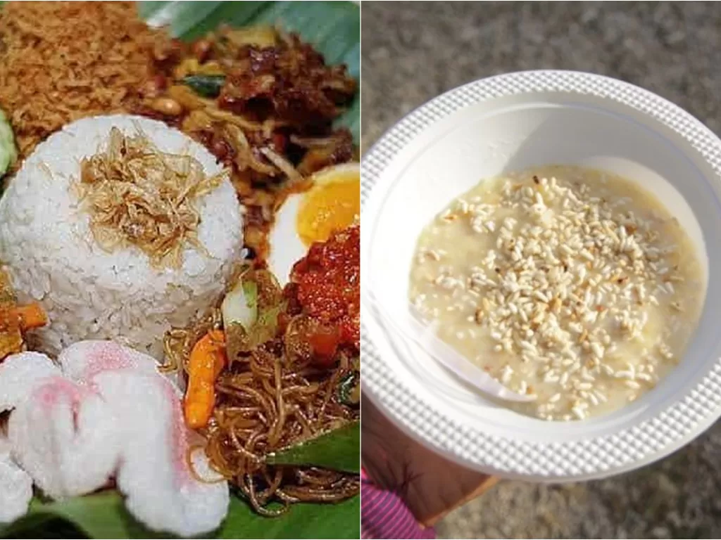 (Kanan) Nasi kentut. (Phinemo) / Makanan khas Aceh Memek. (Instagram/@kanalaceh)