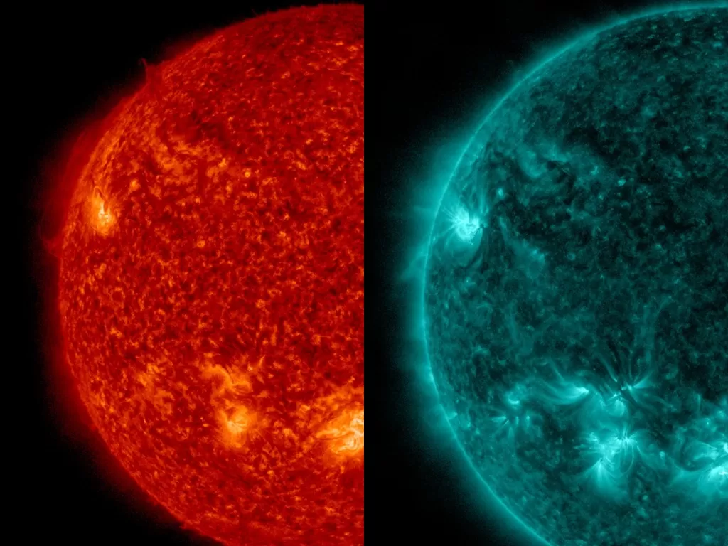 Bintik matahari yang merusak permukaan. (Photo/NASA’s Solar Dynamics Observatory)
