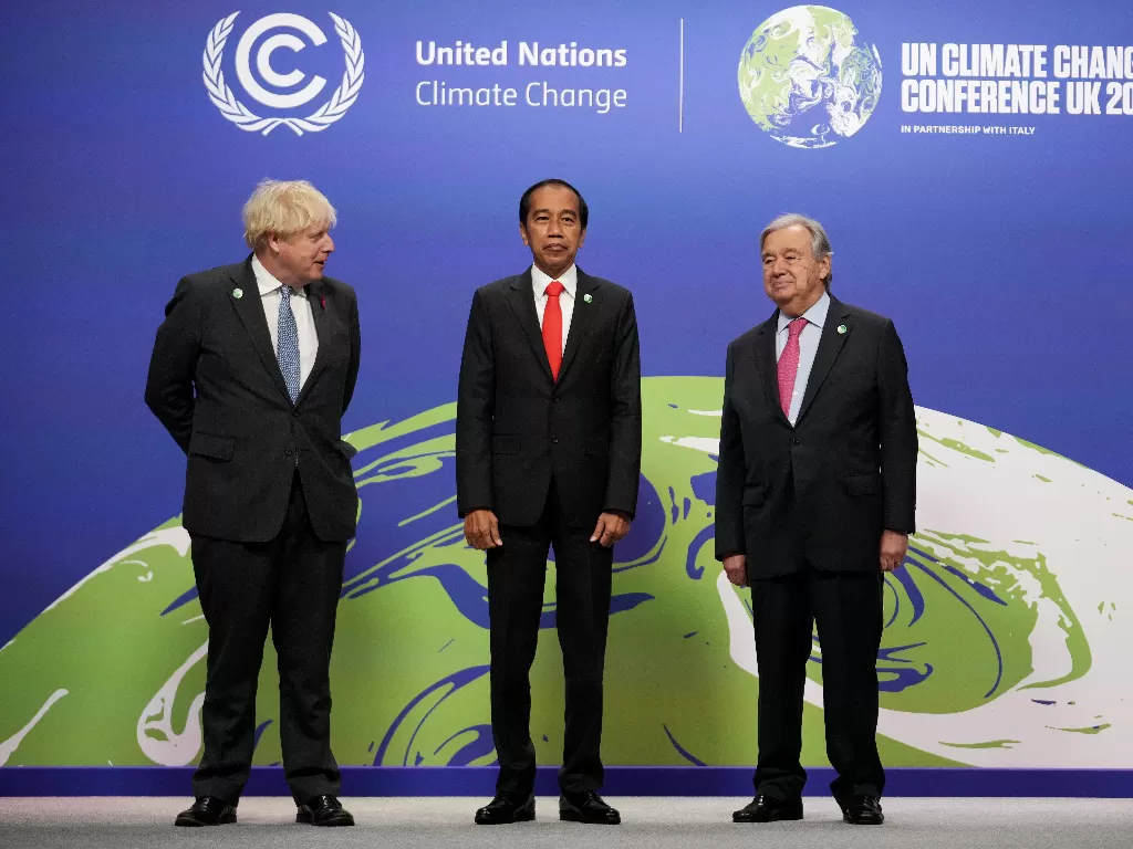 Presiden Indonesia Joko Widodo (Jokowi) turut menghadiri Konferensi Perubahan Ikilm  PBB (COP26), di Glasgow, Skotlandia, Inggris Raya, Senin (1/11/2021). 