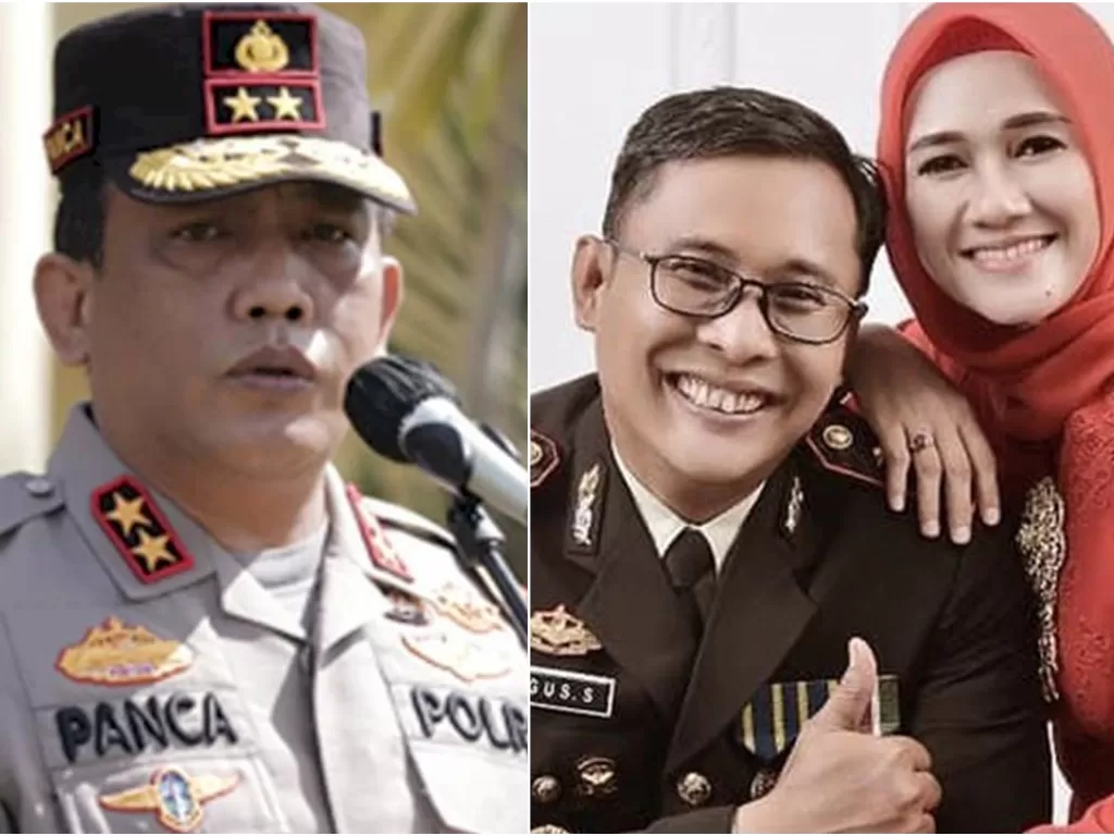 Kapolda Sumatera Utara Irjen Pol RZ Panca Putra Simanjuntak (Antara foto); dan AKBP Agus Sugiyarso dan istrinya. (Facebook)