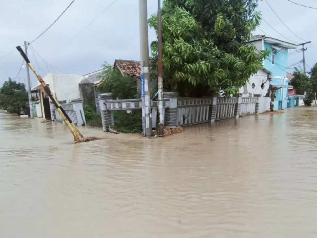 Banjir di wilayah Cilamaya, Karawang. (photo/ANTARA/Ali Khumaini)