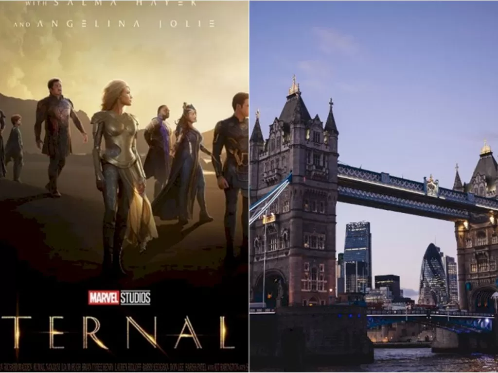 Kiri: Poster Eternals. (Instagram/@eternals) / Kanan: Jembatan Menara di London, Inggris, Britania Raya (Pixabay)