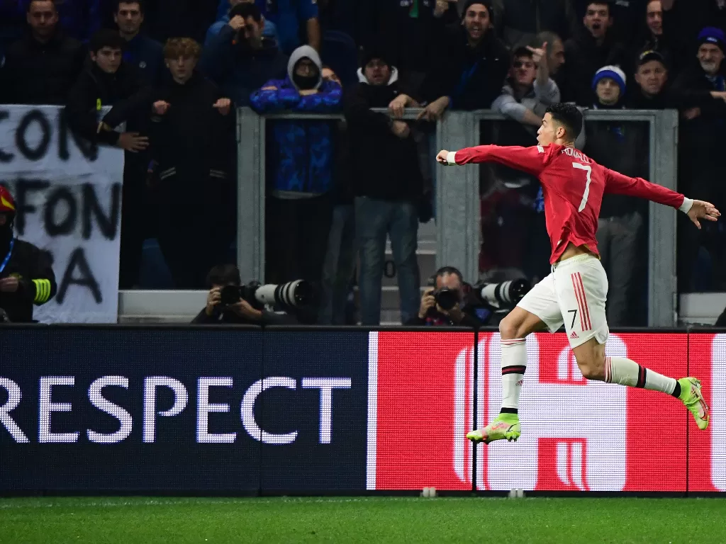 Selebrasi Cristiano Ronaldo usai mencetak gol (REUTERS/Alberto Lingria)