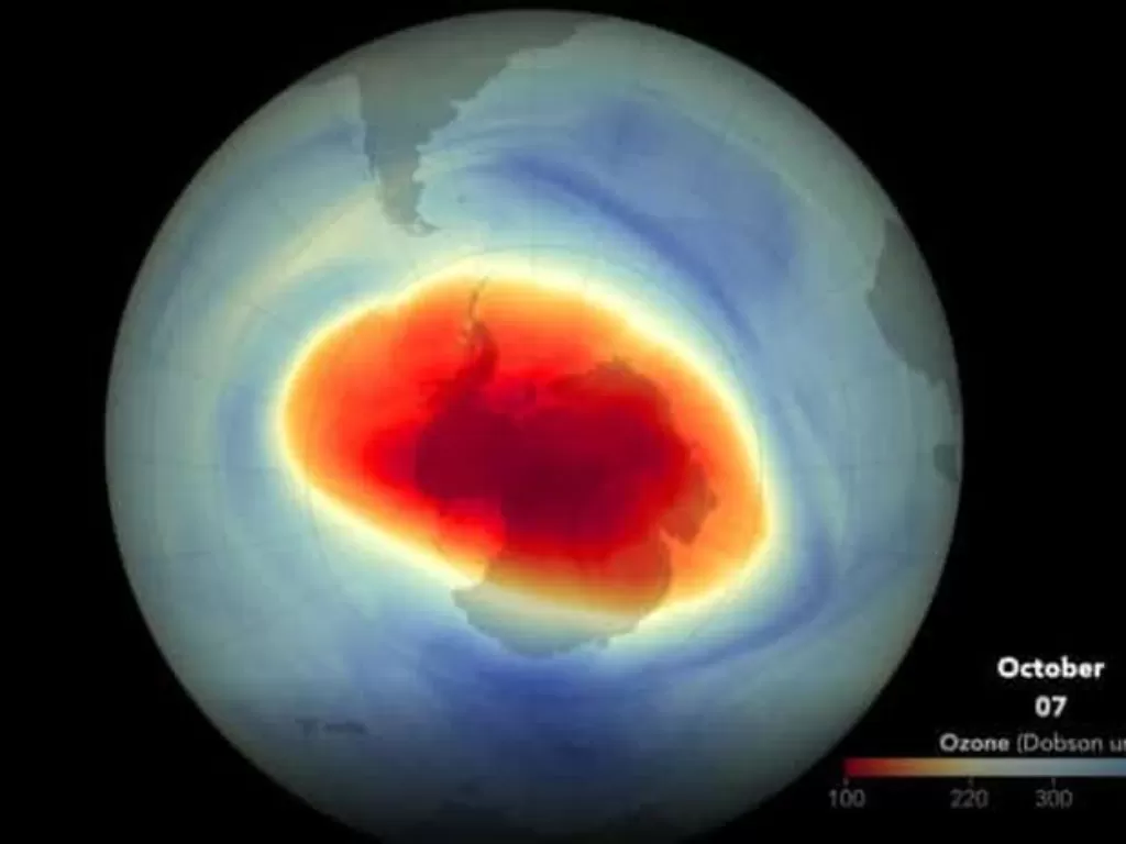 Tampilan lubang ozon. (photo/Dok. Joshua Stevens/Paul Newman and Eric Nash/NASA GSFC)