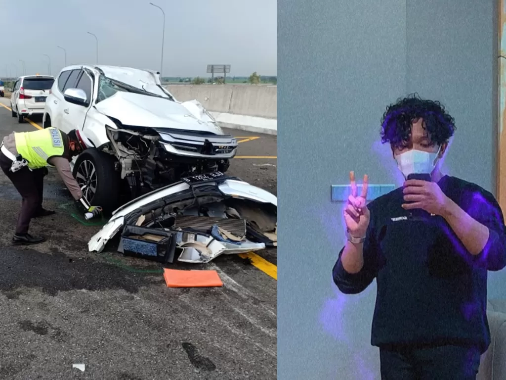 Kiri: Kecelakaan mobil Vanessa Angel dan Bibi Ardiansyah (Istimewa) / Kanan: Tubagus Joddy, sopir Vanessa dan Bibi (Instagram/tubagusjoddy)