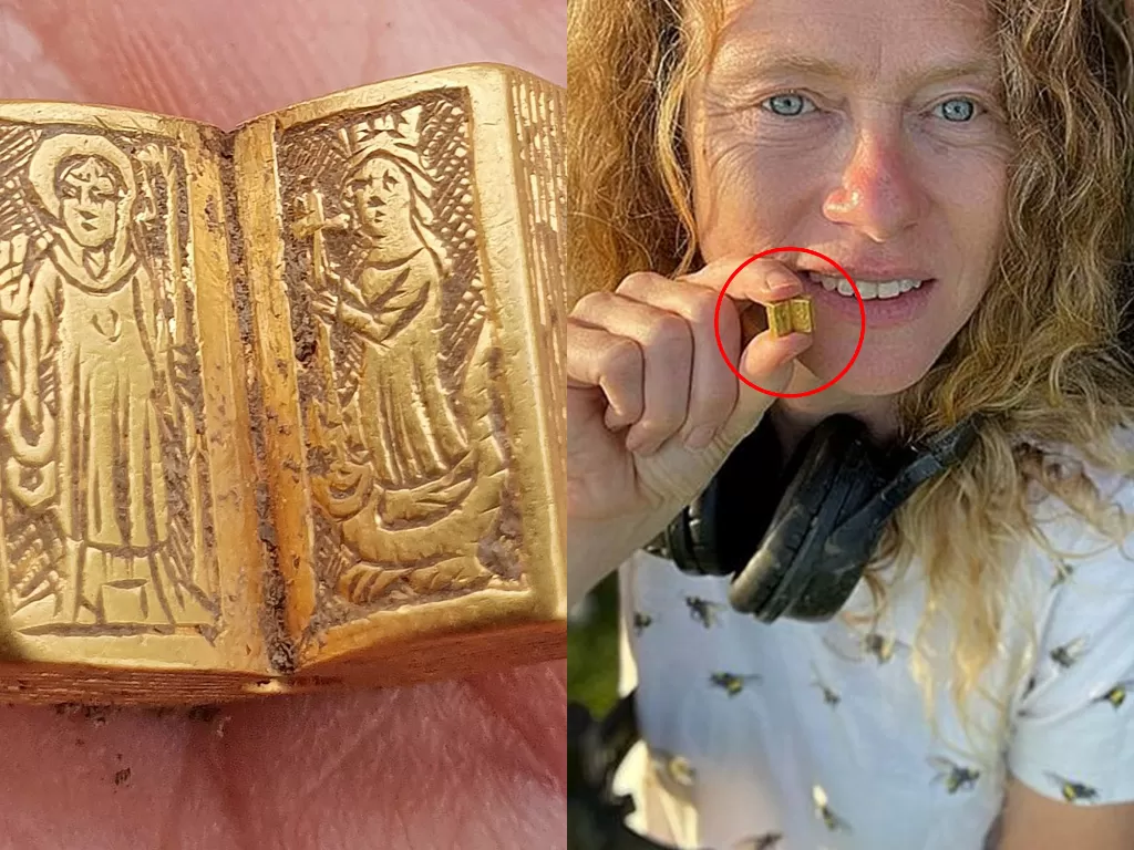 Wanita ini menemukan Alkitab Emas abad 15. (Photo/Daily Star)