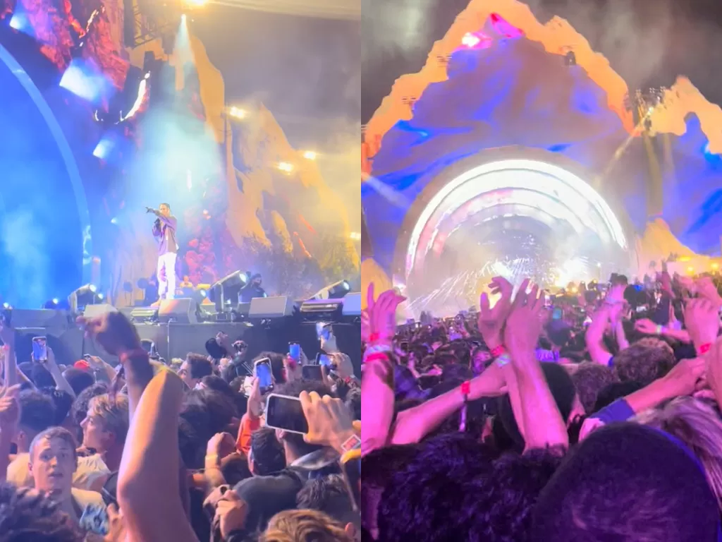 Konser rapper  Travis Scott di Astroworld Festival di Houston, Texas. (Foto/Twitter/Tre5pix/Instagram/drainstarr via REUTERS)