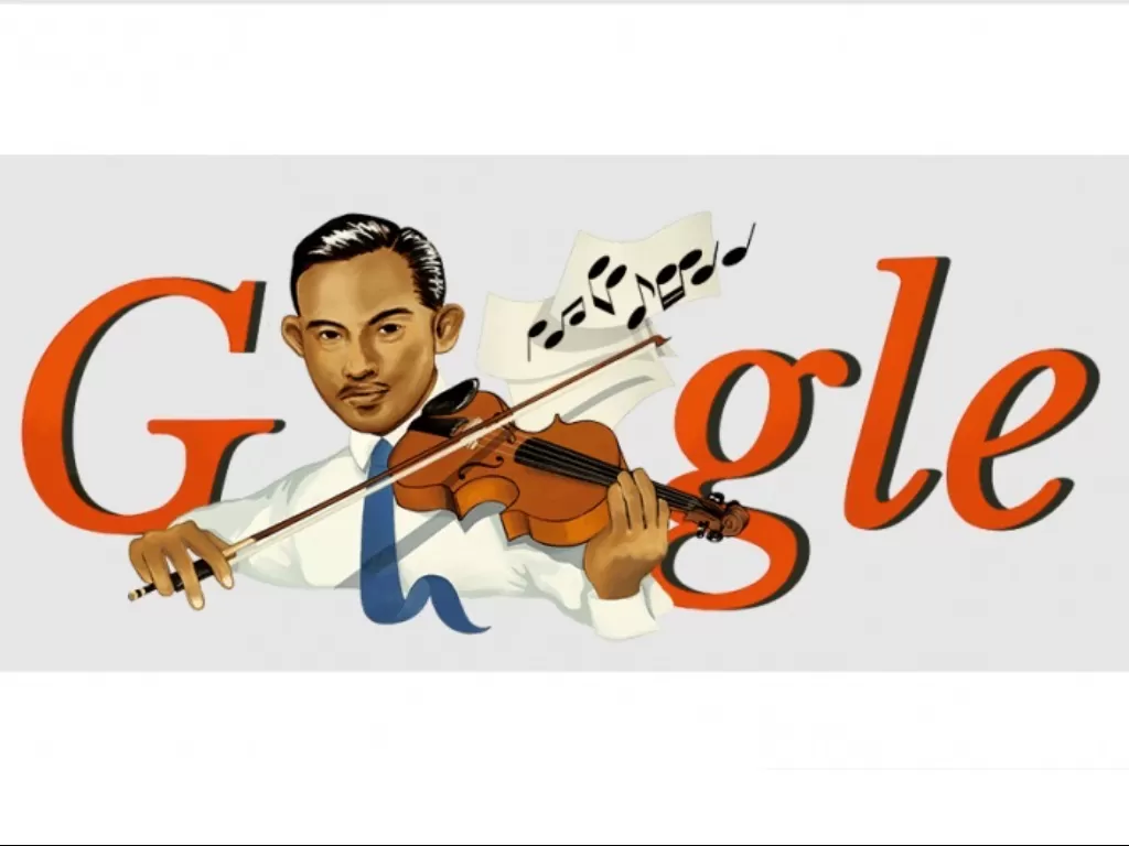 Google Doodle Ismail Marzuki pada Hari Pahlawan, 10 November 2021 (Foto: Tangakapan Layar Google)