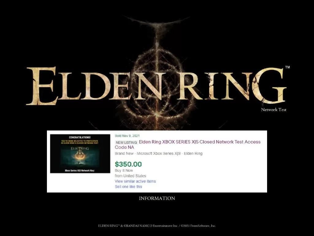 Tampilan menu dari game Elden Ring besutan FromSoftware (photo/Bandai Namco Entertainment/eBay)