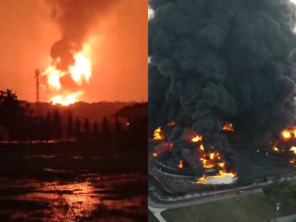 Kebakaran kilang minyak Pertamina. (Photo/Istimewa)