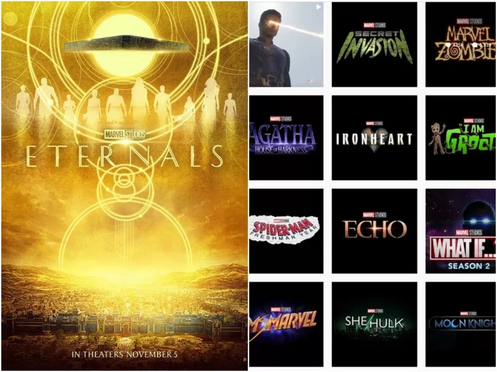 Poster Eternals dan 11 film terbaru Marvel. (Instagram/@marvelstudio)