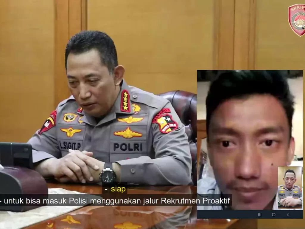 Kapolri Sigit Prabowo saat video call. (Foto: Dok Divisi Humas Mabes Polri.)