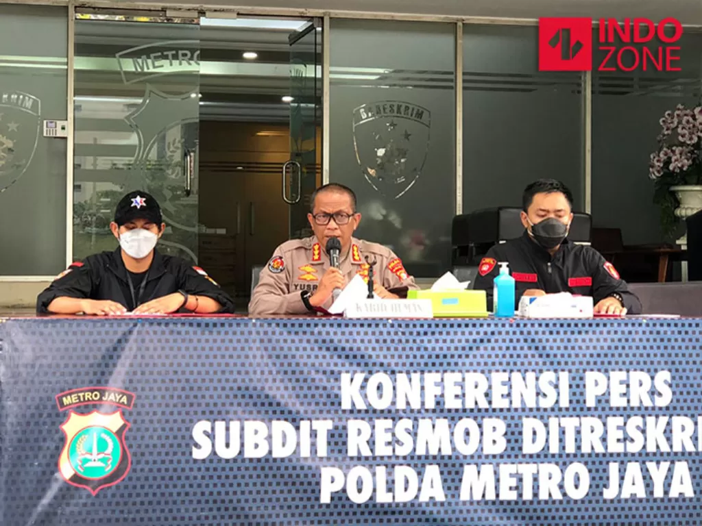 Konferensi pers kasus begal sadis di Mapolda Metro Jaya, Jakarta. (INDOZONE/Samsudhuha Wildansyah).