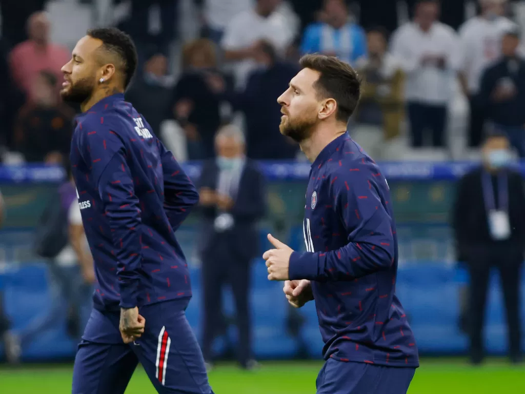 Penggawa Paris Saint Germain, Neymar dan Lionel Messi (REUTERS/ERIC GAILLARD)