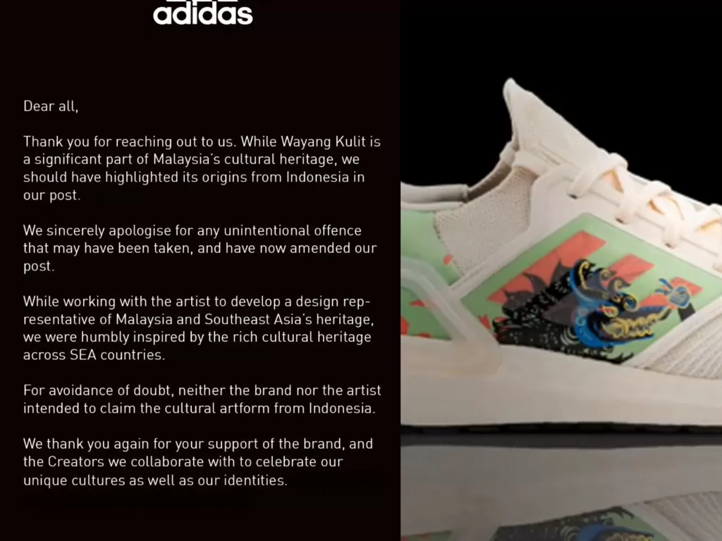 Permintaan Maaf Adidas Singapura (Instagram/adidassg)