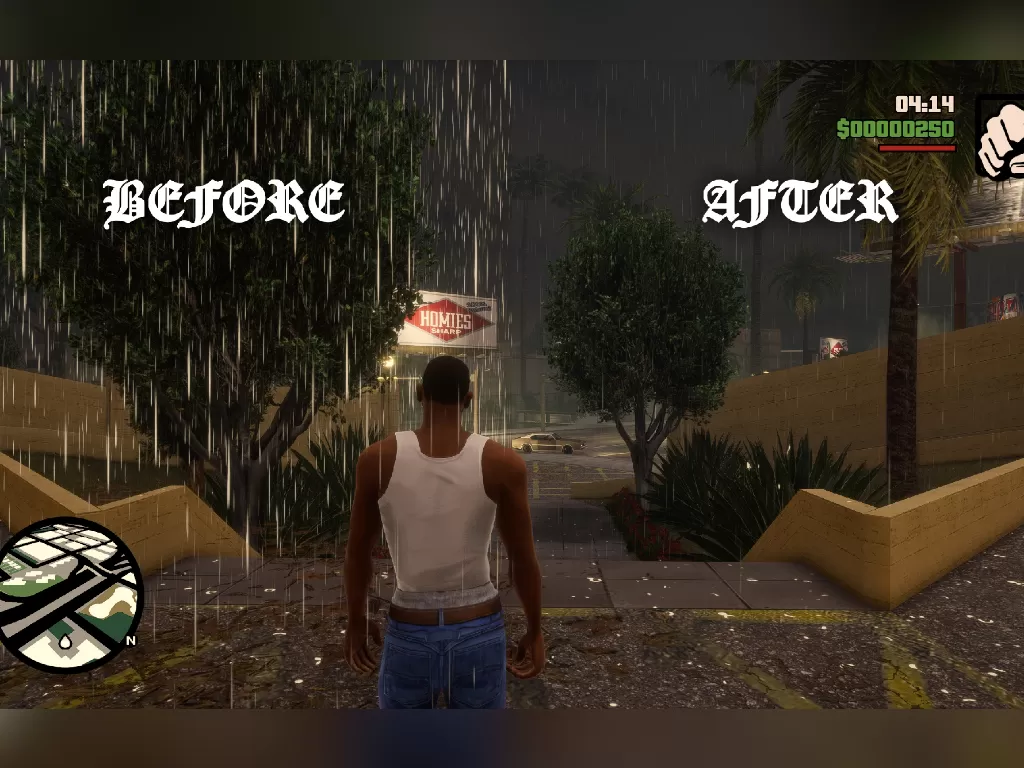 Mod hujan untuk GTA: San Andreas - Definitive Edition (photo/Patreon/GTATrilogyMods)