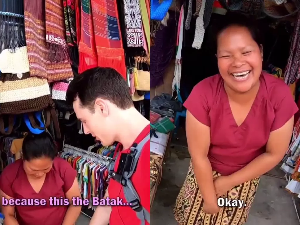 Emak-emak Batak penjual suvenir viral (TikTok/dalephilip)